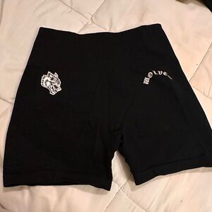 Darc Sport Black Athletic Shorts with Wolf Design